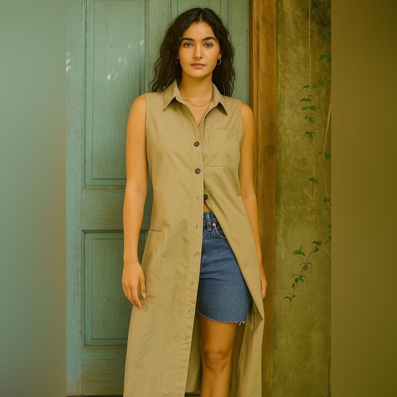 Vintage 90s DKNY Button-Down Dress – Size 6 - Picture 1 of 6